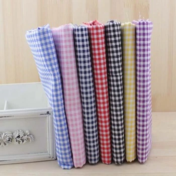 

100% cotton sewing fabric, 50cmx50cm 7 pieces of printed plaid doll cloth for hand-sewn fabric,