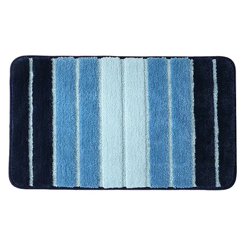 

Striped Shag Chenille Bath Rug, Door Mat, Soft and Absorbent Bathroom Mat, Non Slip Microfiber Shower Rug