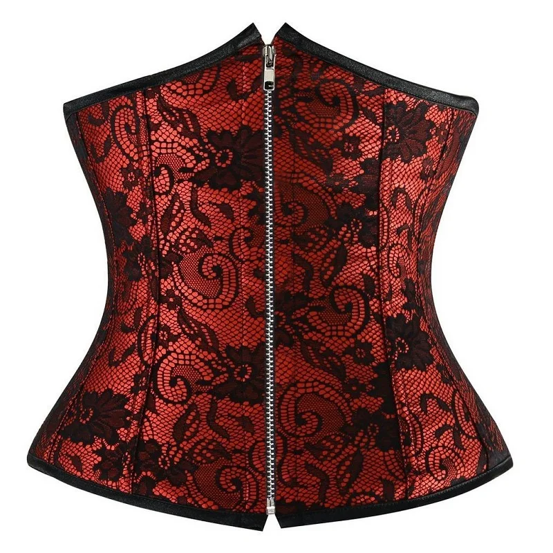 2869 Red Сексуальные женские корсеты, формирующая одежда для тела, Cincher Талия, плюс размер, S-6XL, Overbust, парча, цветочное бюстье, топ со шнуровкой на спине, нижнее белье - Цвет: 2869 Red
