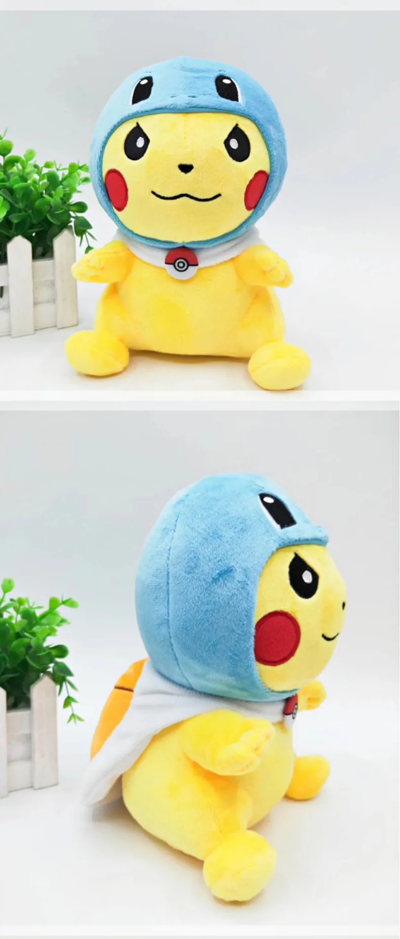 22 см Poke Pikachu с накидкой Косплей Charmander Squirtle Bulbasaur Psyduck Мягкая Плюшевая Кукла ИГРУШКА Catcher кукла детский подарок TFA3280