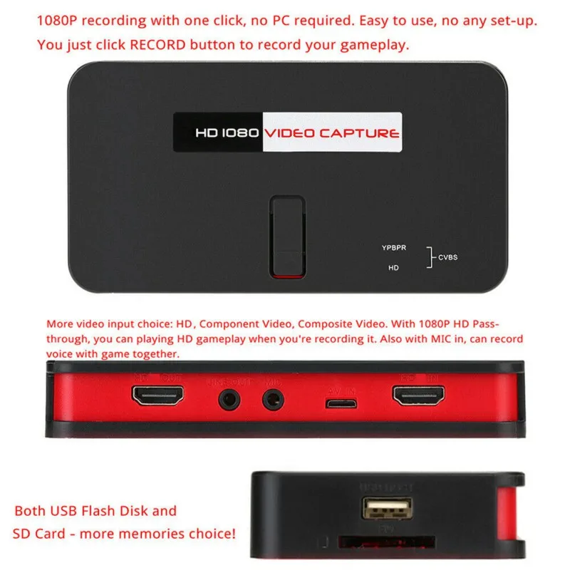 1080PAV/Ypbpr регистратор видео в USB диск sd-карта для Xbox360/One PS3/4 EZcap 284 EZcap284 HD захват игры