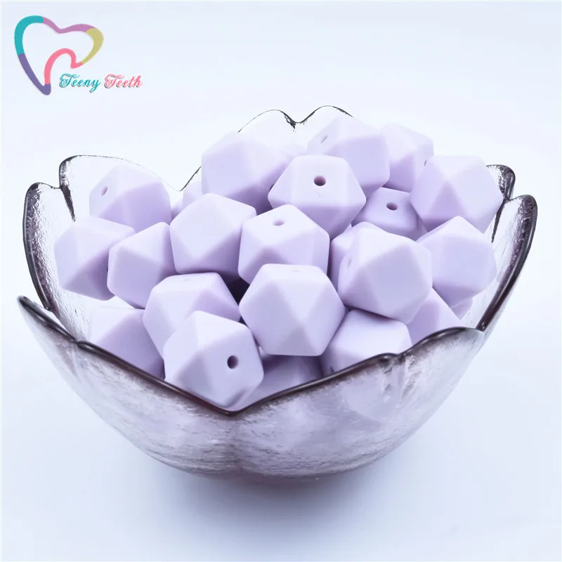 Lilac Purple 20 шт 14 мм шестигранные Силиконовые Прорезыватели для зубов, Детские Прорезыватели, экологически чистые, без бисфенола, Детские Прорезыватели, пустышки, цепочки, бусины, детские товары - Цвет: Lilac Purple