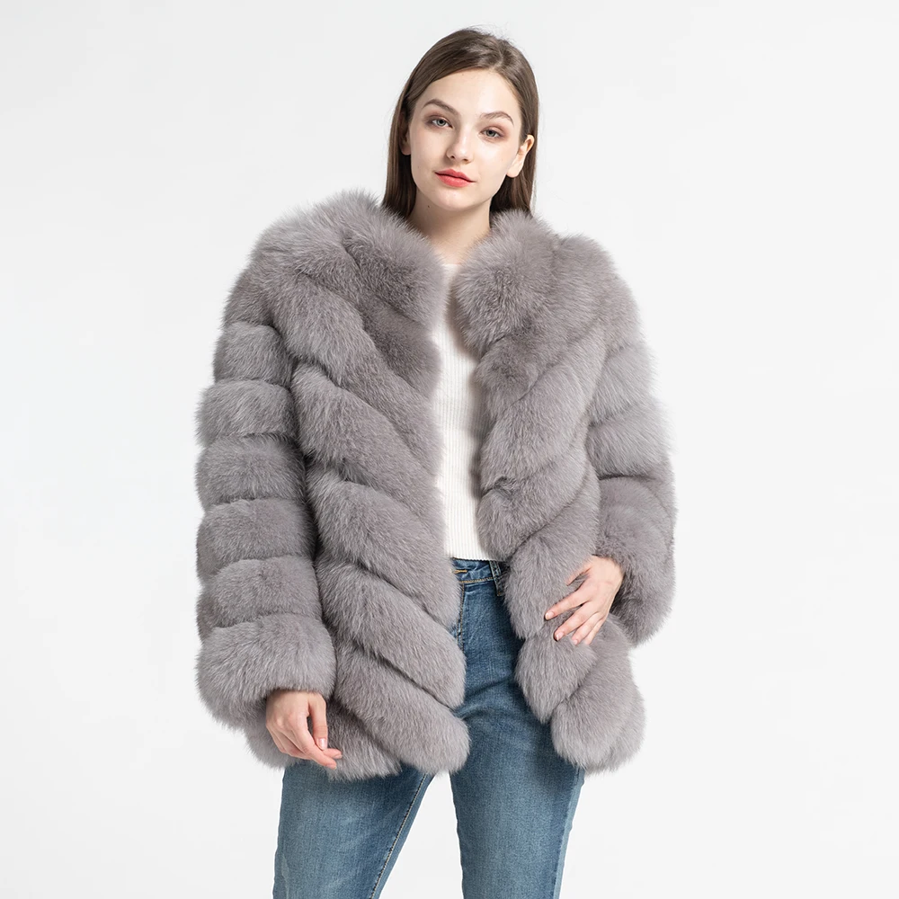 Натуральный мех пальто для женщин Роскошные толстые теплые модные лисий мех куртки наивысшего качества зимнее пальто S7562