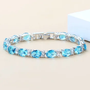

Silver Color Gallant Natural Blue Crystal Bracelet Health Fashion Jewelry For Women Free Jewelry Box SL17