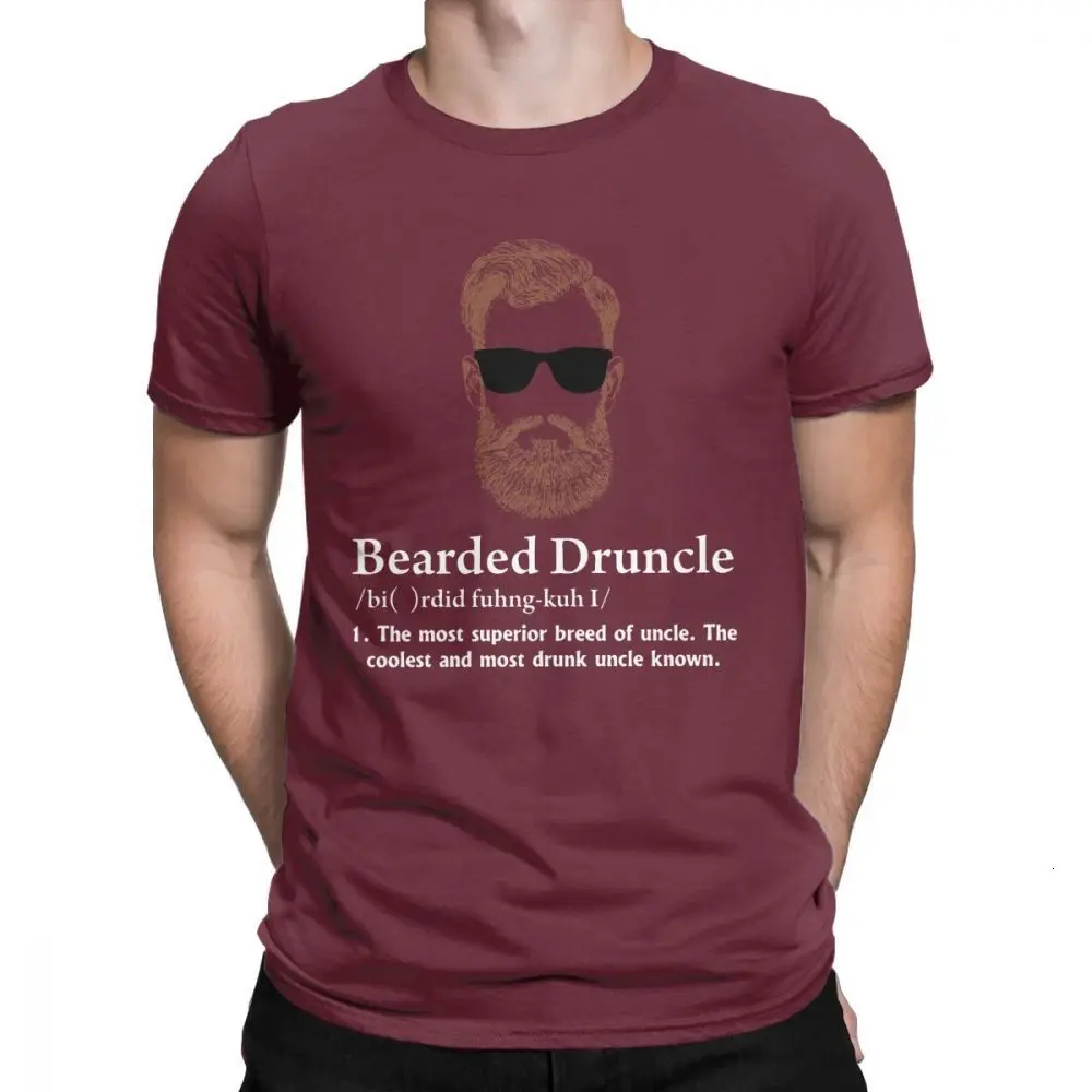 Burgundy Футболка Midnite Star Bearded Druncle Drunk Uncle, потрясающие футболки с круглым вырезом, идея забавного подарка, хлопковая одежда размера плюс, футболка - Цвет: Burgundy