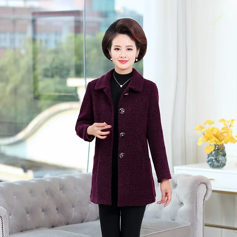 

Middle-aged WOMEN'S Apparels Mom Imitation Mink Velvet Jacket Women's Fall And Winter Clothes 50-60-Year-Old Tops Woolen Coat Mi