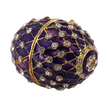 

Faberge Style Crystal Jewelry Box Decorative Hinged Organizer Trinket Storage Magnetic Fastener Enameled Mini Portable