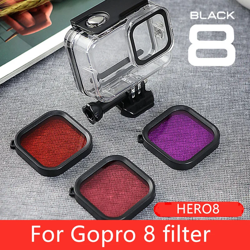 3 в 1 для GoPro HERO 8 Набор фильтров спортивной камеры красные пурпурные линзы трубки