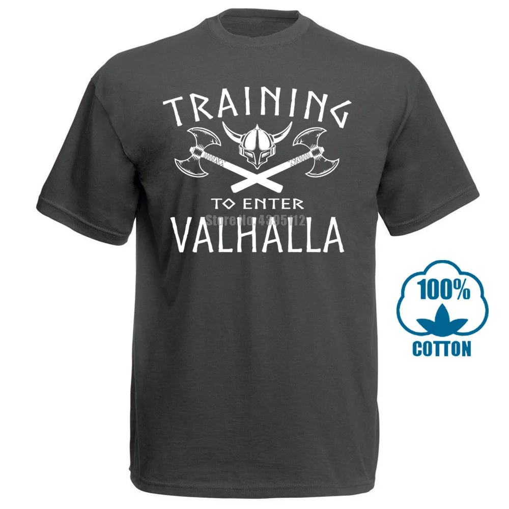 Тренировочная футболка с надписью Valhalla от S до 6Xl Norse Odin Viking Thor Ragnarok 012916 - Цвет: Темно-серый