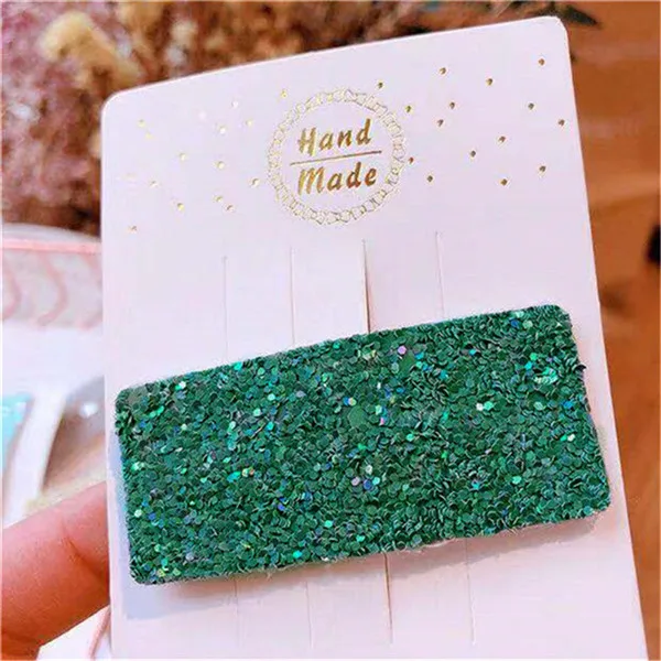 green rectangle 15 шт./партия; блестящие заколки для волос для девочек; цвет радуги; яркие цвета; детские заколки для волос; Летние вечерние аксессуары для волос - Цвет: green rectangle