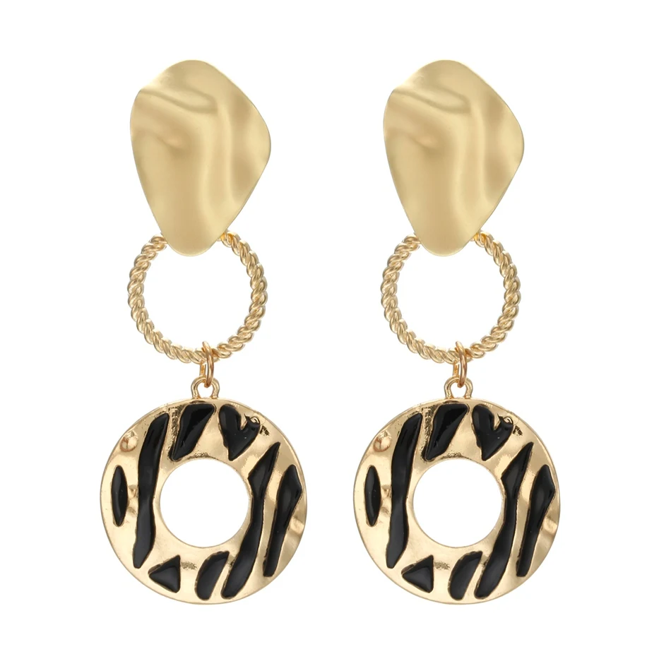 BLACK Match-Right Women Long Statement Trendy Earrings For Women Gold Dangle Hanging Drop Earrings Pendant Female Jewelry NR221 - Окраска металла: BLACK