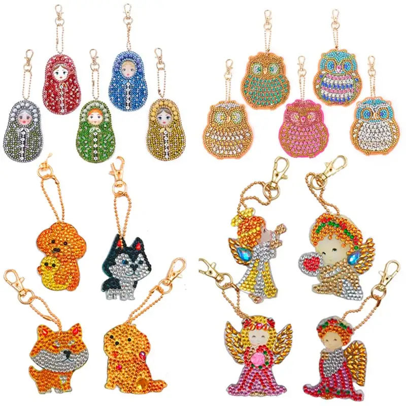 

4/5pcs DIY Full Drill Special Shaped Diamond Painting Key Ring Elephant Keychain Gifts Embroidery Daimond Craft