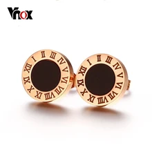 Vnox цифрами буквы Для женщин Серьги-гвоздики розовое золото-Роман Любовь Серьги для Для женщин Свадебные украшения