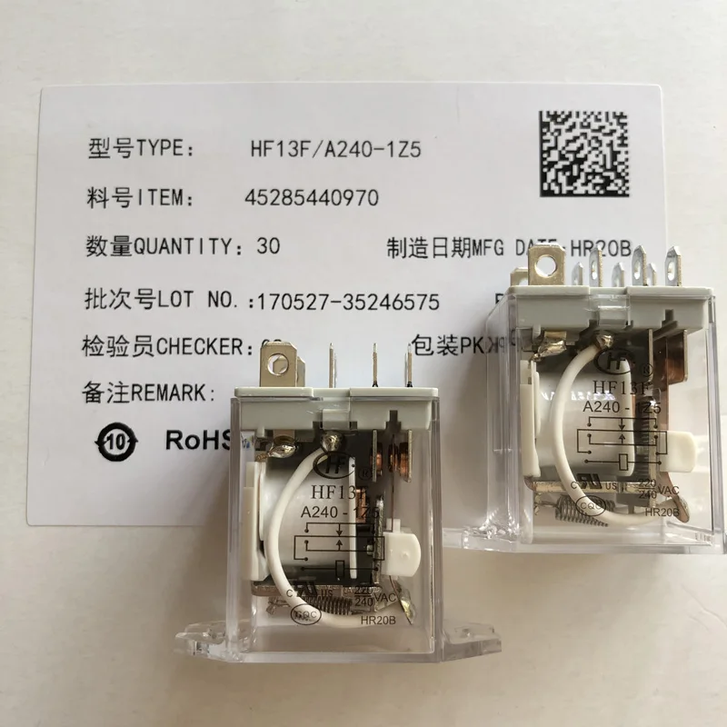 

HF13F/012-2Z5 HF13F/A240-1Z5 Intermediate Relay 10A 8 Pins