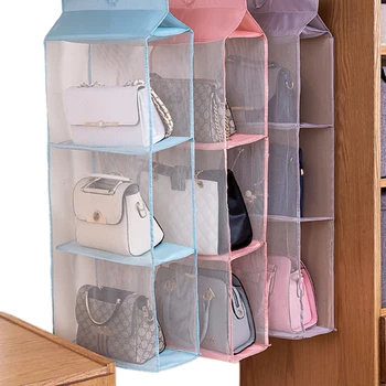 

Multi-layer Handbag Purse Storage Bag, Multi-functional Dormitory Household Wardrobe Dustproof Pouch See-through Hanging Bag