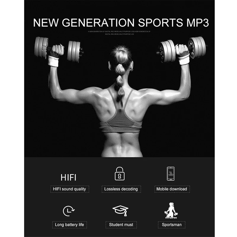 Мини MP3 USB Bluetooth спорт HiFi MP3 музыкальный проигрыватель Walkman FM радио Диктофон+ наушники