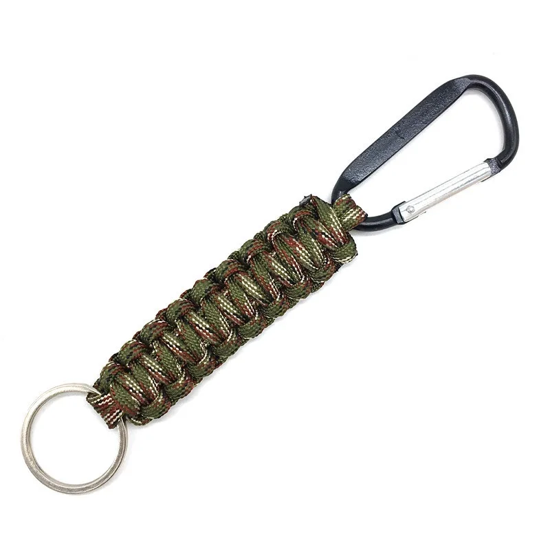 Outdoor Umbrella Rope Carabiner Keychain Hanging Seven Core Umbrella Rope Braided Keychain REMOVE BEFORE FLIGHT Keychains (4)