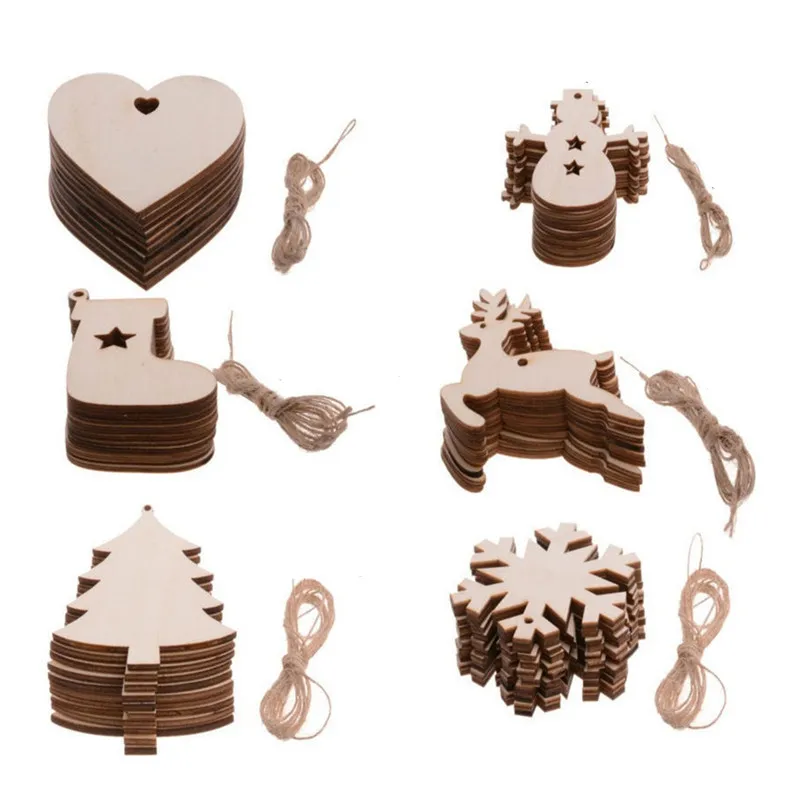10pcs Wood Wooden Sewing Christmas Deer Shape Craft Scrapbooking for Garment Accessories Christams Tree Hanging Decor | Дом и сад