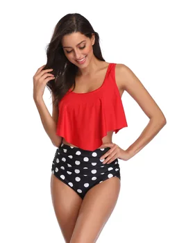 

2020 Sexy High Waist Bikini Women Swimsuit Ruffle Swimwear Vintage Retro Bikini Set Brazilian Bathing Suit Summer Beach XXXL