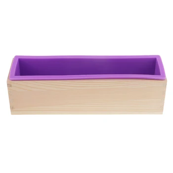 

Rectangle Flexible Silicone Soap Loaf Mold with Wood Box DIY Chocolate Cake Bread Mould for Soap Making Craft Tools 900ml
