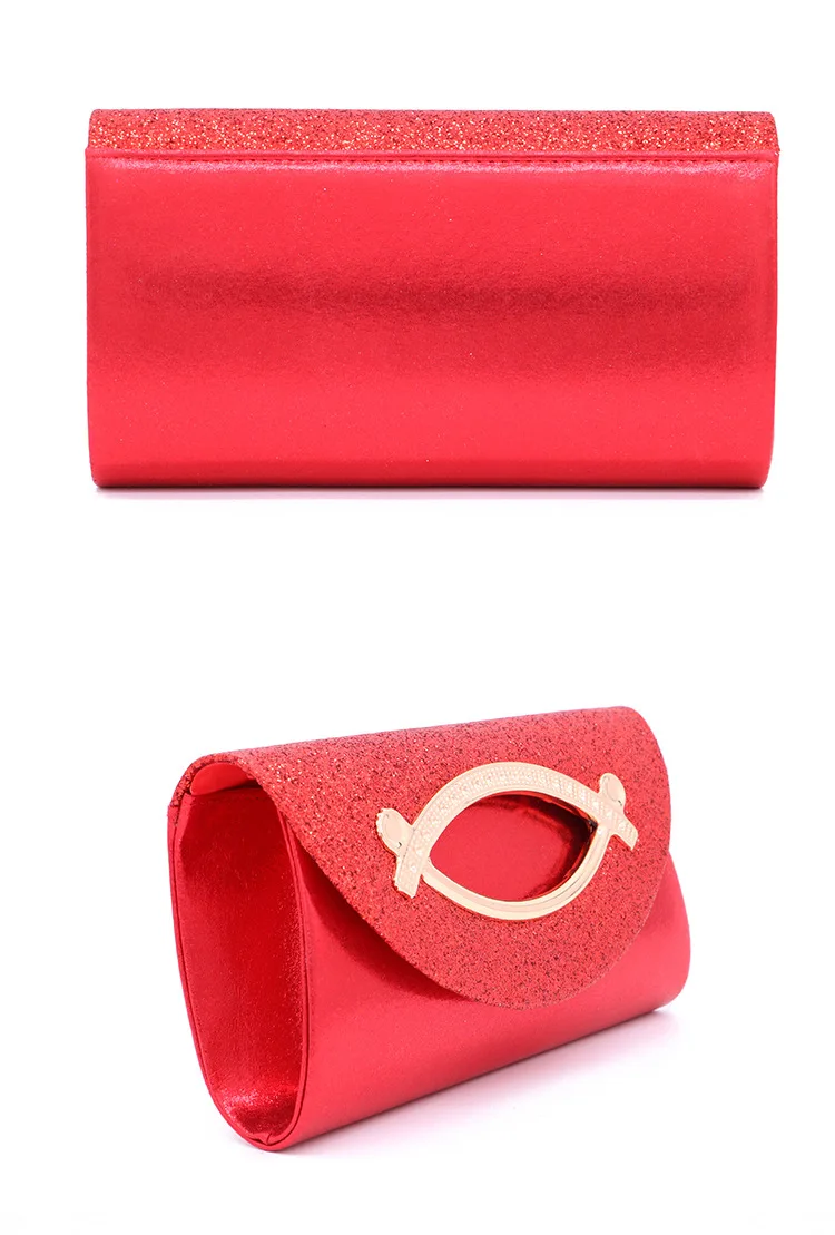 Luxy Moon Red Leather Envelope Clutch Purse Back and Side View