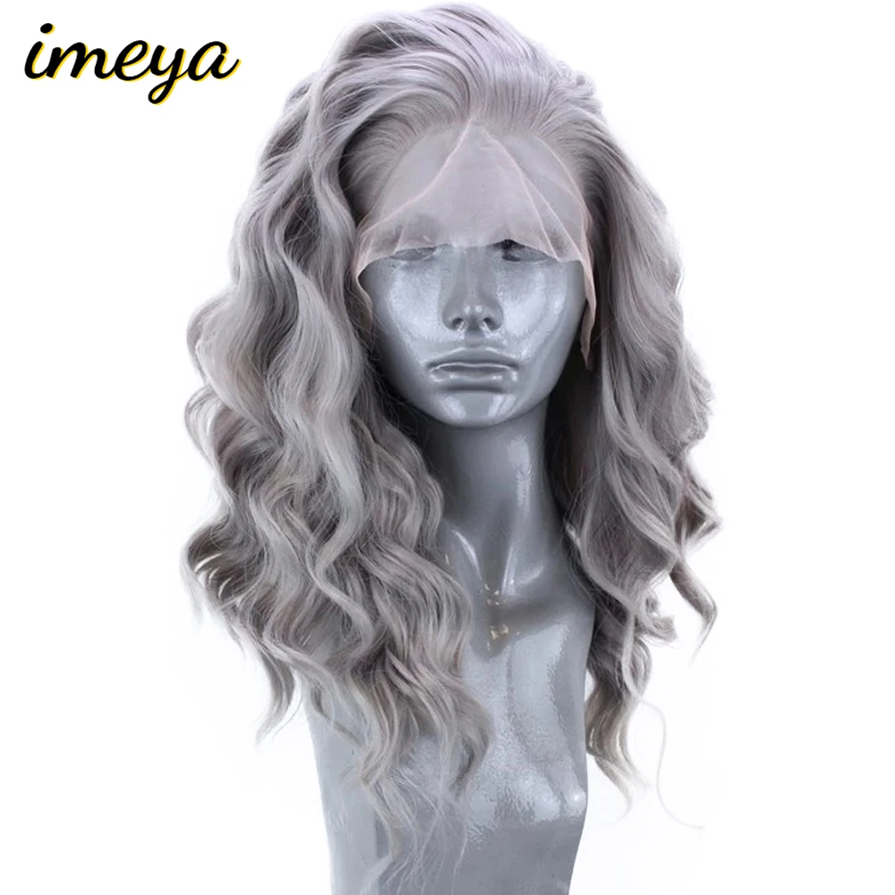 FANXITON Bouncy Curly Short Grey Wigs Synthetic High Temperature Fiber Hair Wig For Women Perucas Front Lace Hair Natural Part