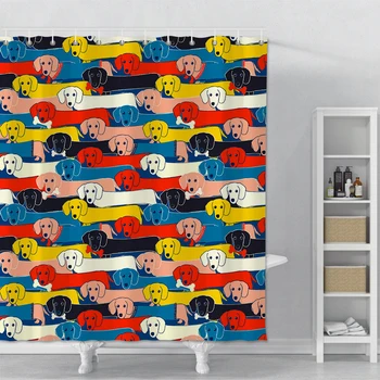 

Dachshund Cartoon Printed Shower Curtain Waterproof Polyester Bathroom Shower Curtain Animals Bathroom Shower Curtain With Hooks