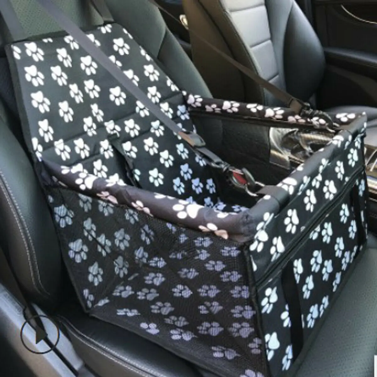 Luxury Car Seat& Carrier Cat Small Dog Pet Puppy Travel Cage Booster Oxford PVC Beschichtung Maschen Bags - Цвет: Black Footprint