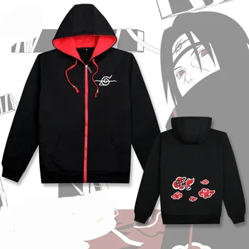 

Akatsuki Naruto Zipper Hooodie Hooded Uchiha Fleece Black Autumn Winter Naruto Jacket for Men