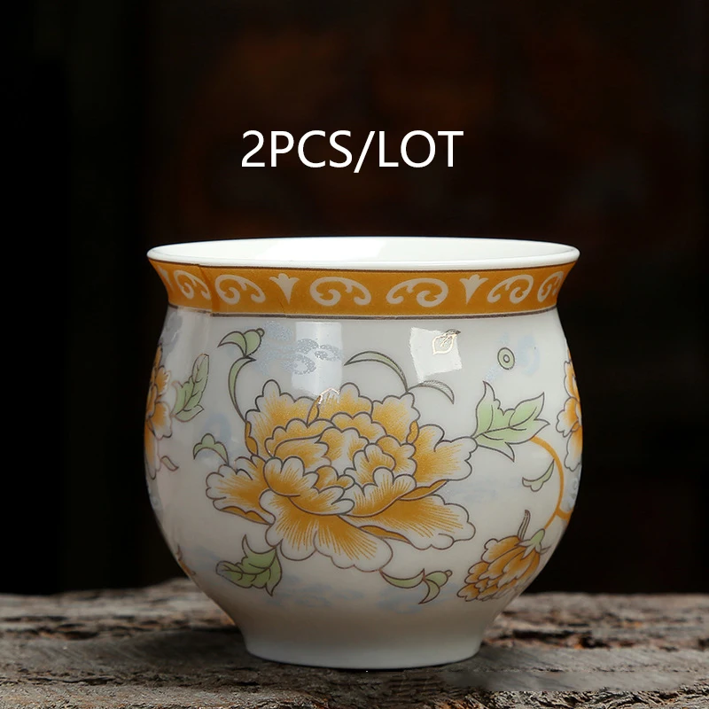 K 2PCS 2 шт. фарфорная чашка для чая керамическая чашка для чая мастер чашки Цзиндэчжэнь чайная чашка 75 мл набор для чая Посуда для напитков контейнер кофейная кружка чашка для воды - Цвет: K 2PCS