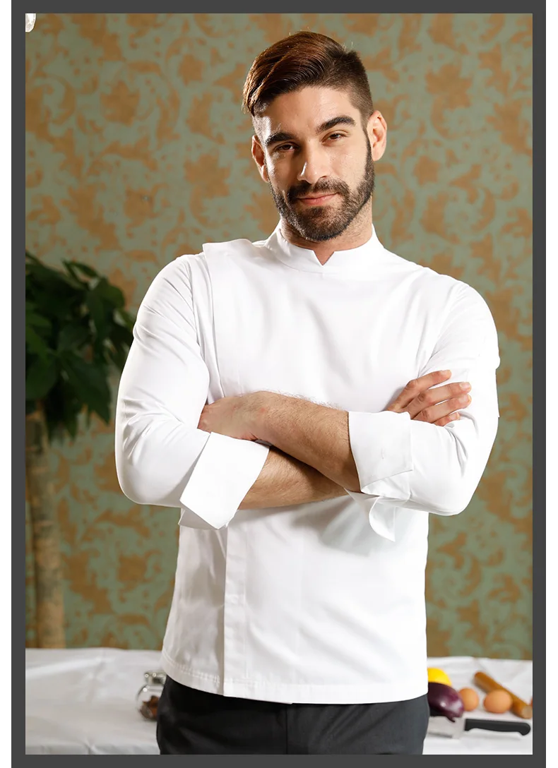 Горячая Распродажа, одежда шеф-повара во французском стиле с длинными рукавами и двойными манжетами для ресторана, кухни