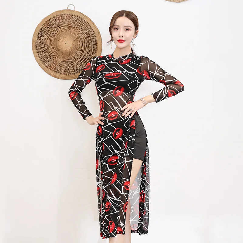 Oriental Dance Dress Chinese Classical Dance Women Pants Ladies Transparent Mesh Cheongsam Shirt Classical Dance Clothing
