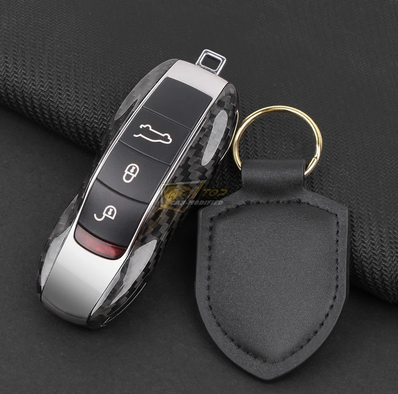 18-Free shipping 100% Real Pure DRY Carbon Fiber Car Key Case Cover Shell For Porsche Panamera  Macan  Cayenne718911