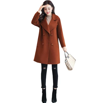 

Autumn and Winter Women's Korean Woolen Coat Women Black Wool Coat Women Coats Winter 2xl Women Woolen Coat Winter Brown HH50NZ