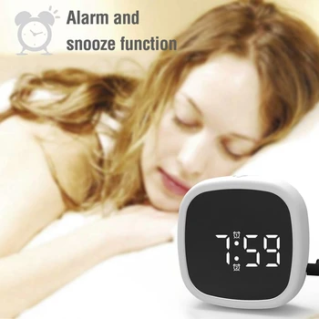 

Travel LED Digital Snooze Alarm Clock with 2 Alarms Voice Control Display Clock Portable Small Alarm Clock
