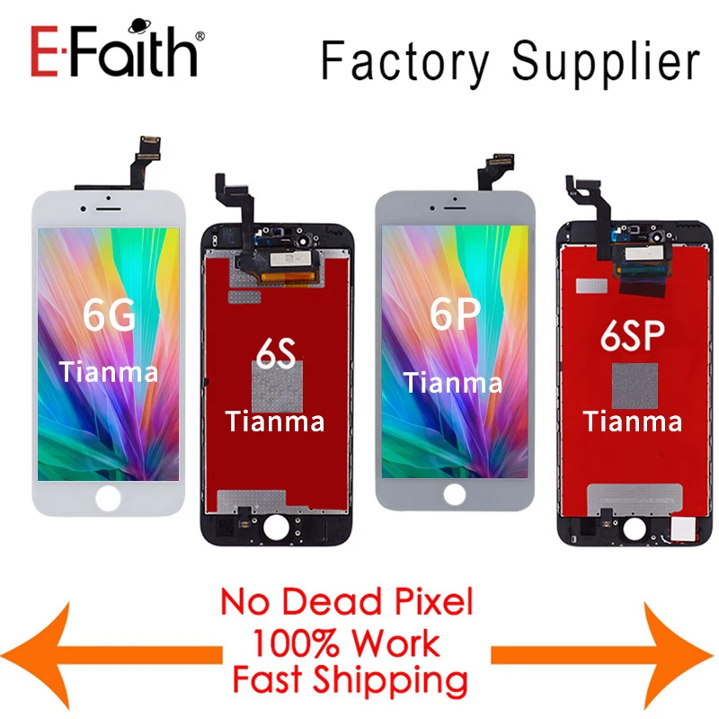 EFaith 10PCS/LOT Tianma quality For iPhone 6 6S 6 Plus 6S Plus LCD NO Dead Pixel display screen digitizer replacement DHL ship