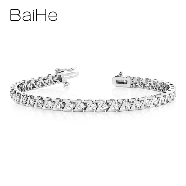 BAIHE Solid 18K Белый/Желтый/розовое золото около 1ct/2ct/3ct H/SI натуральные бриллианты женские модные ювелирные изделия Подарочный браслет