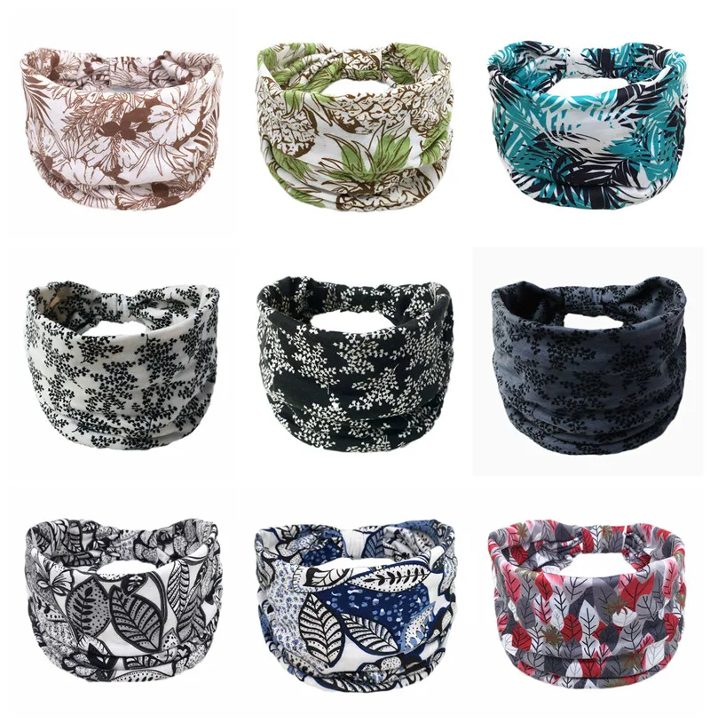 New Boho Cotton Wide Headband for Women Cashew Leopard Flower Print Turban Headwrap Knot Hairband Bandana Girls Hair Accessories large claw hair clips