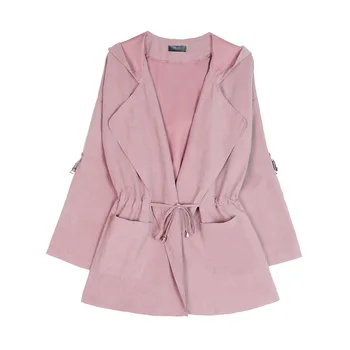 

Korean Trench Tie Up The Waist Short Windbreaker Women 2019 Autumn Winter New Loose Casual Thin Coat