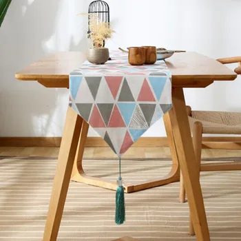 

Nordic Style Geometric Figure Tassel Table Runner Cotton Table Cloth Runners Modern For Wedding Party Chirstmas Home Decor