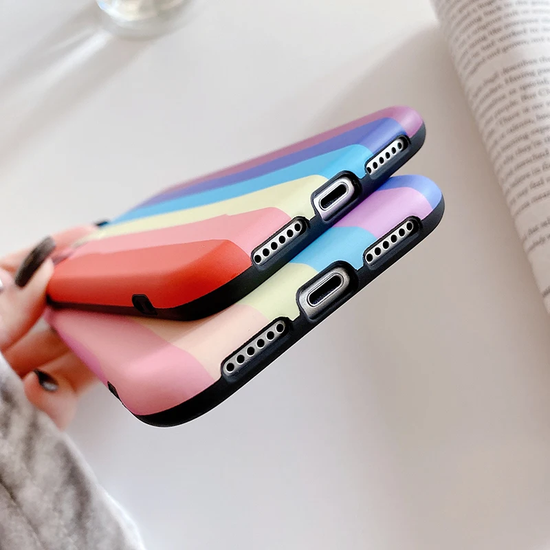 Rainbow Phone Case For iPhone 12 13 Pro 12 Mini 11 11 Pro Max XR XS Max 7 8 Plus X SE 2020 Gradient Color Silicone Back Cover cool iphone 12 mini cases