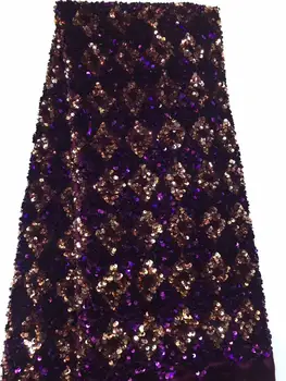 

purple Color African Lace Fabric High quality Sequins with Embroidery Nigerian Lace Fabric For Women French Mesh Lace Fabric FFZ