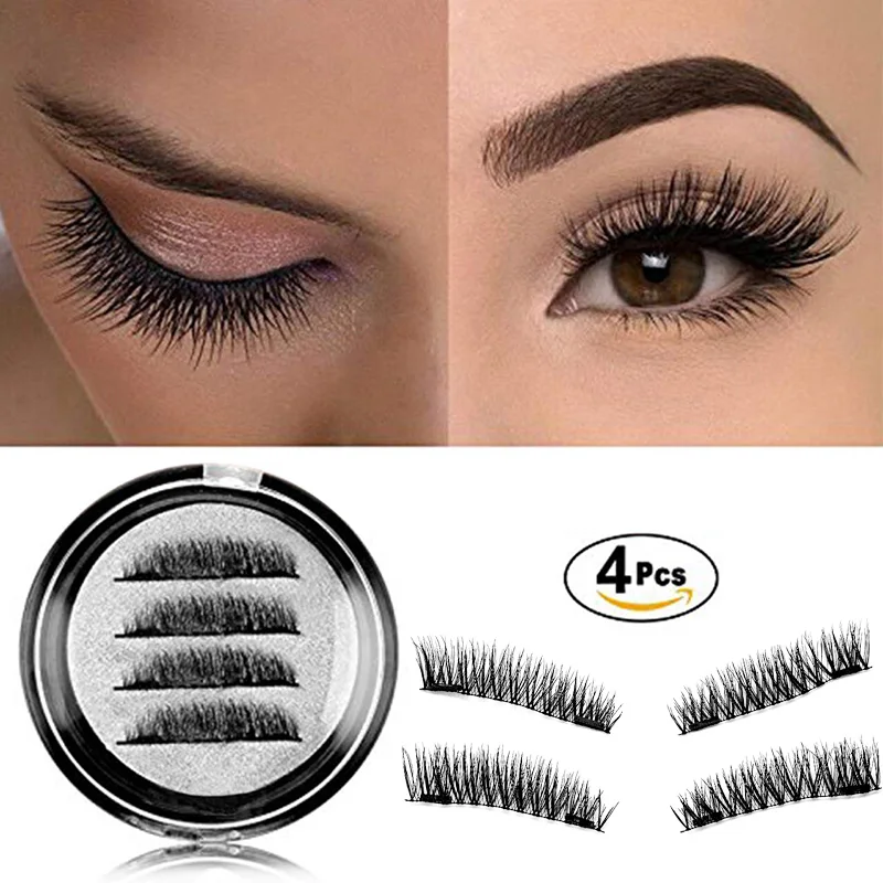 

2 Pairs Magnetic Eyelashes With 2 Magnets Natural Long False Eyelashes Soft Lashes Handmade 3D Magnetic Lashes Natural Eyelashes