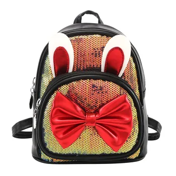 

Bow Girls Cartoon Classic Interior Compartment Girls Rabbit Bling Butterfly Knot Backpacks School Shoulder Bag Рюкзак Женский