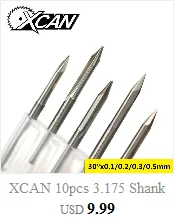 XCAN 10 шт. 3,175 хвостовика синий покрытием Одна Флейта с ЧПУ для вырезания гребней и Вольфрам твердосплавные спиральные концевые фрезы Резак 2/2. 5/3. 175 мм