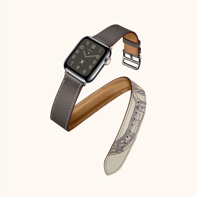 40/44 мм для Apple Watch, версии 5, 4, 3, ремешок для часов Экстра-часы с длинным ремешком культового двойной пряжкой наручные браслет из натуральной кожи полосы - Цвет ремешка: MSSQGrey