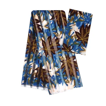 

Hot Sale Silk organza African Ankara Fabric 4+2 Yards/Piece silk Fabric Wax African Fabric For Women dress