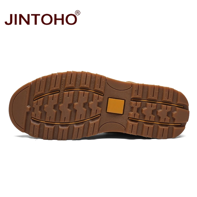 JINTOHO/мужские рабочие и безопасные кожаные ботинки; Мужская зимняя обувь из натуральной кожи; зимние мужские Ботильоны; теплые зимние ботинки; Рабочая обувь