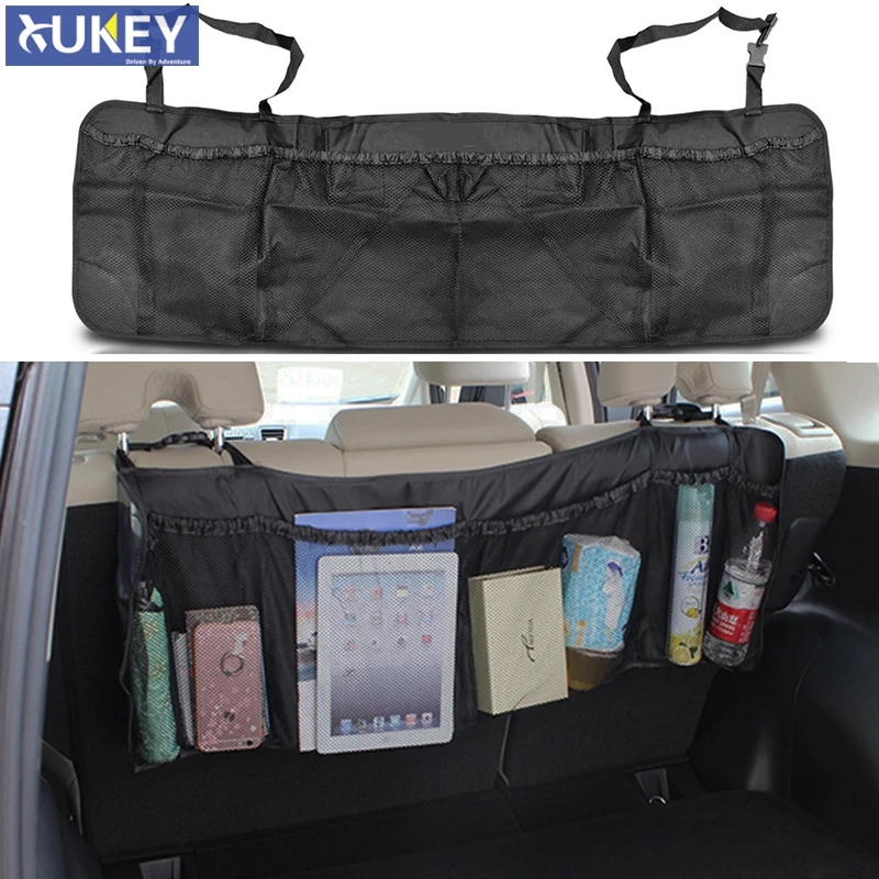 

1pc Back Seat Storage Mesh Bag Car Truck Hanging Net Bag Holder Auto Cargo Organizer Mesh Pocket 110*34cm With 6 Durable Pockets