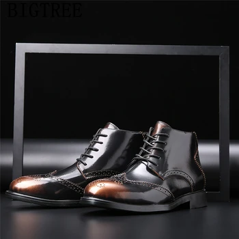 

Leather Boots Men Ankle Shoes Designer Brogue Shoes Men Ankle Boots Mens Dress Boots Big Size 48 Zapatos De Hombre Buty Meskie